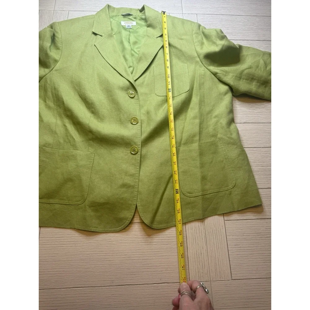 Talbots Lime Green Irish Linen Lined Blazer Women'sButton Front‎ Pockets Sz 18W